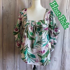 𝅺✅2X Host Pick✅ Terra & Sky Square Neck Blouse, OX